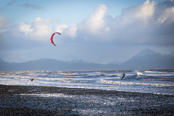 Kite Surfing on Homer Spit, Homer, AK