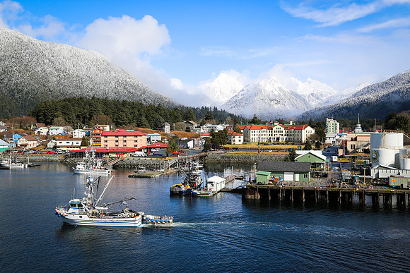 Fishing Vessel with Sitka Backdrop, Sitka, AK